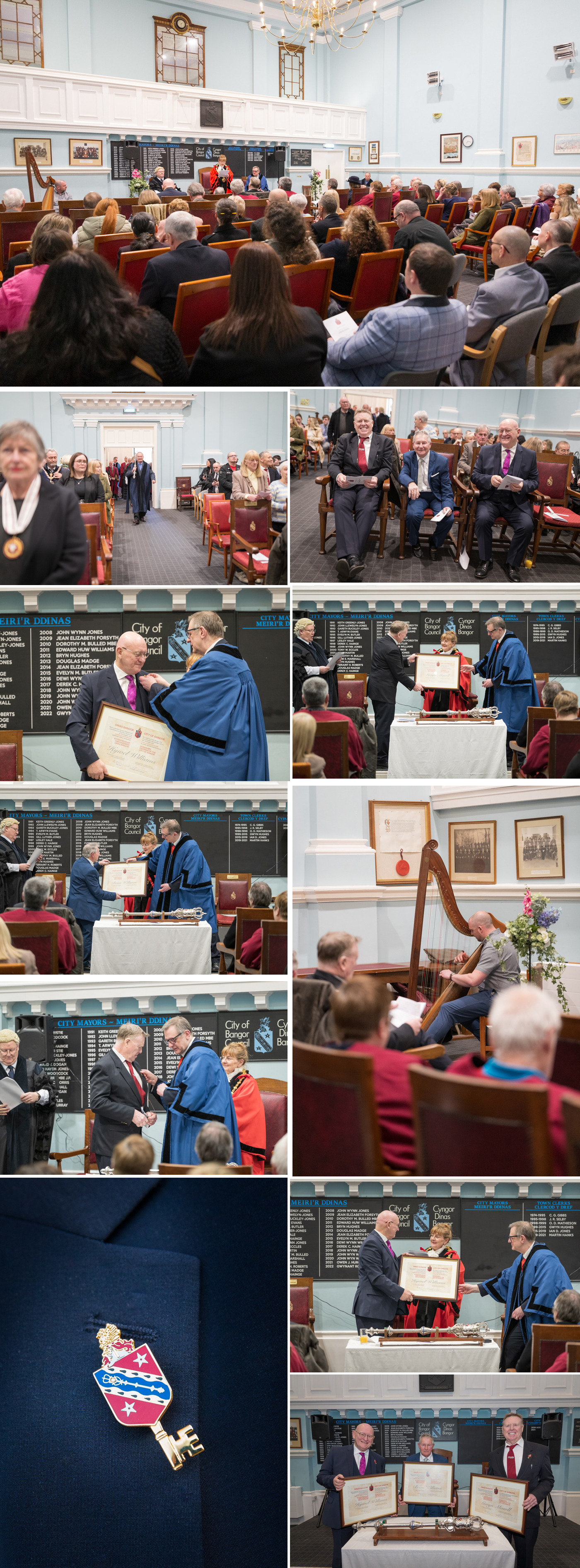 On the night of April 9th at Penrhyn Hall the Mayor Councillor Elin Walker Jones and Deputy Mayor Councillor Gareth Parry presented the Freedom of the City on behalf of the City Council.