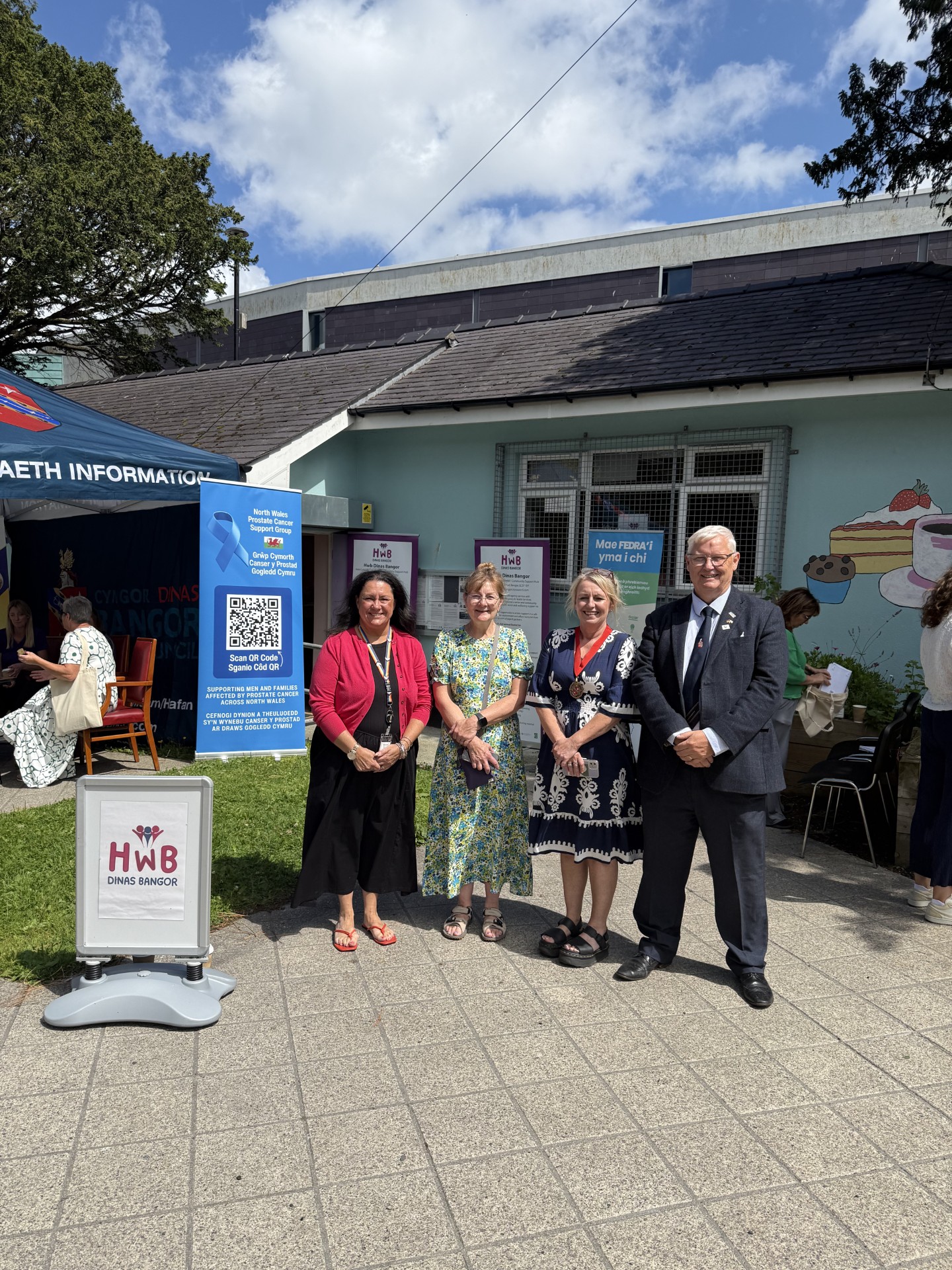 Picture shows Lisa Goodier, Cllr Elin Walker-Jones, Cllr Delyth Russell Deputy Mayor and Dr Martin Hanks, City Director all from Bangor City Council. 